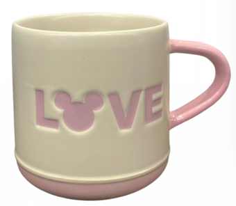Disney Parks Love Mickey Mouse Icon White Pink Valentine Coffee Mug New W Tag