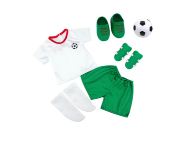 My Life As White/Green Soccer Fashion 7-Piece Set for 18-Inch Dolls New With Box