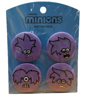 Universal Studios Despicable Me Evil Minions Button Pins Set Purple New With Tag