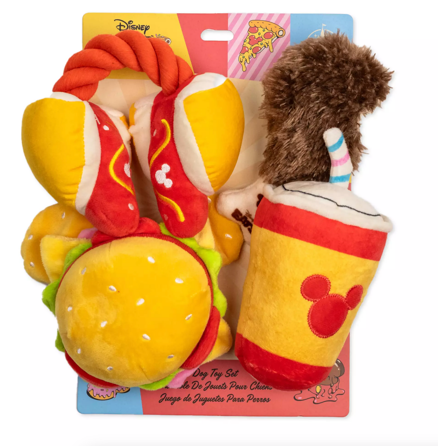 Disney Parks Eats Snacks Collection Plush Squeaky Pet Toy Set New with Tag