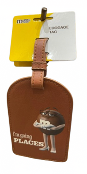 M&M's World Brown Character Figure "I'm Going Places" Luggage Tag New with Tag