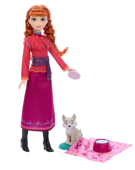Disney Frozen Anna Fashion Doll & Wolf Cub Figure Toy New With Tag