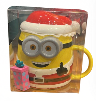 Disney Parks Despicable Me Minions Christmas Santa Coffee Mug W Lid New With Tag