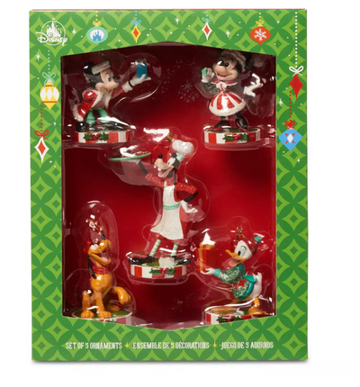 Disney Santa Mickey and Friends Sketchbook Christmas Ornament Set New with Box