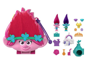 Polly Pocket DreamWorks Trolls Compact Playset Poppy & Branch Doll Toy New W Box