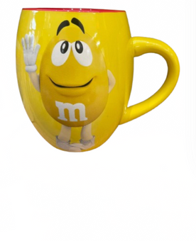 M&M's World Yellow Character with Red Color Inside Barrel Coffee Mug New