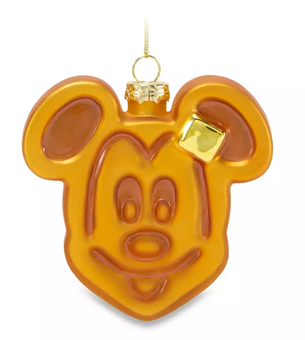 Disney Parks Mickey Mouse Waffle Glass Christmas Ornament New With Tag