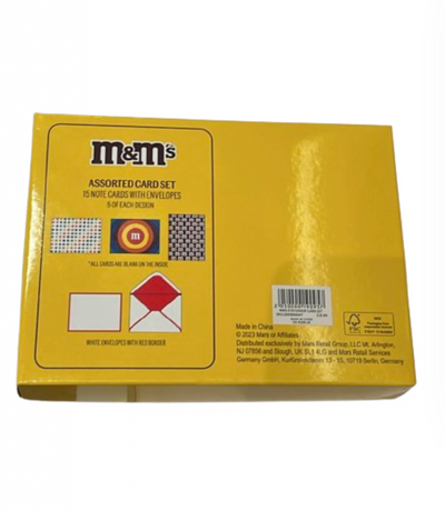 M&M's World Assorted 15 Note Cards with Envelopes New with Box