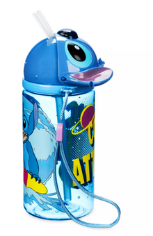 Disney Parks Stitch Figural Water Bottle with Straw Lilo & Stitch New With Tag
