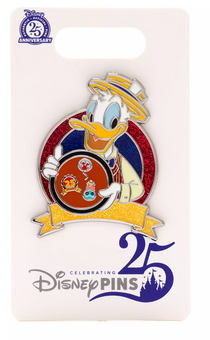 Disney Parks Donald Duck Pin, Pin Trading 25th Anniversary New With Card