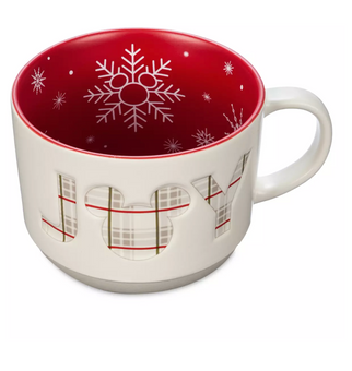 Disney Parks Mickey Icon Joy Snowflakes Holiday Christmas Ceramic Coffee Mug New