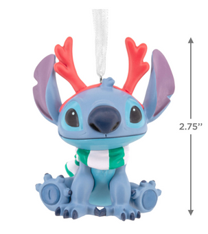 Hallmark Disney Stitch With Red Antlers Christmas Ornament New