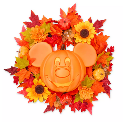 Disney Parks Halloween Mickey Pumpkin Jack-o'-Lantern Light-Up Wreath New w Box