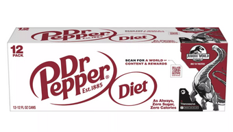 Diet Dr Pepper Soda Titanosaurus Jurassic World Rebirth 12 pk 12 fl oz Cans