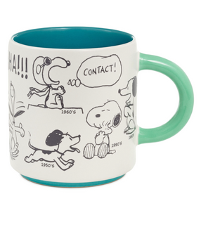 Hallmark Peanuts 75th Anniversary Snoopy Through the Decades Coffee Mug New