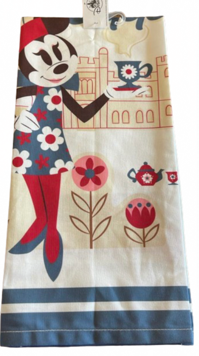 Disney Parks Epcot UK Union Jack Minnie Mouse Kitchen Towel Set New with Tag