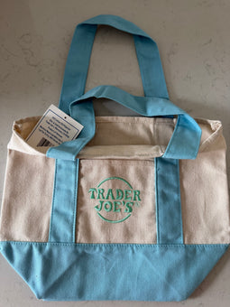 Trader Joe’s Mini Pastel Blue Canvas Tote Bag New with Tag