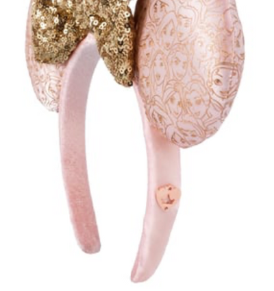 Disney Parks Minnie Mouse Ear Headband Princess Faces Gold Glitter New with Tag
