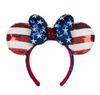 Disney Parks Minnie Mouse Sequined Headband Ear Americana Flag New With Tag