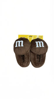 M&M's World Brown M Logo Plush Slippers for Adult Size L/XL New with Tag