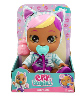 Cry Babies Day Care Blake 12" Baby Doll w/ Light Up Eyes Cat Toy New with Tag