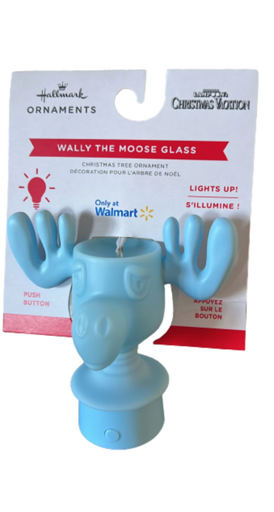 Hallmark Wally the Moose Glass Christmas Vacation Ornament with Light New w Tag