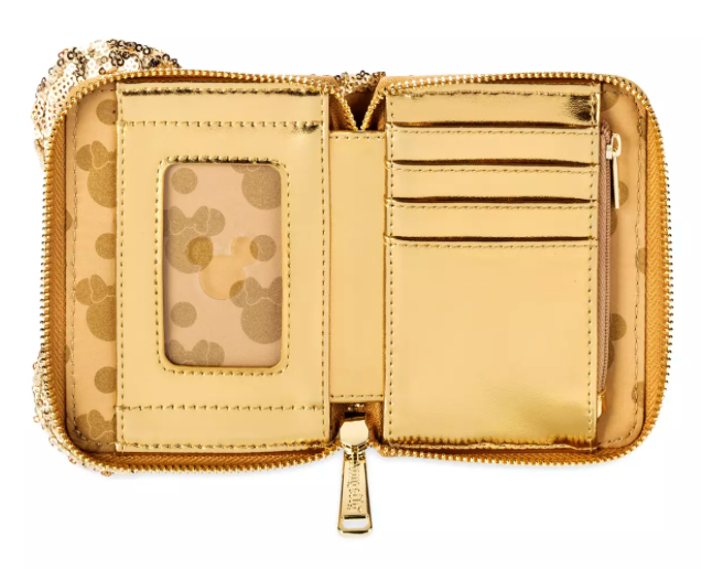 Disney Parks Minnie Mouse Gold Sequin Loungefly Wallet New With Tag