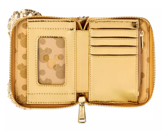 Disney Parks Minnie Mouse Gold Sequin Loungefly Wallet New With Tag