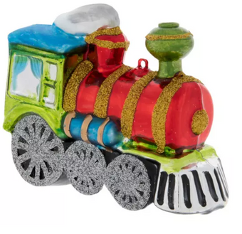 Robert Stanley Train Engine Glass Christmas Ornament New with Tag