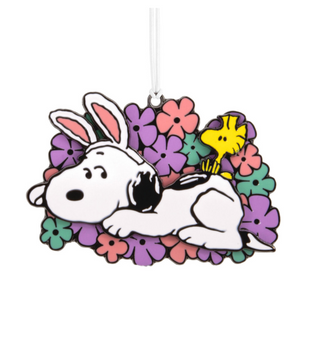 Hallmark Peanuts Easter Snoopy W Bunny Ears Moving Metal Hallmark Ornament New