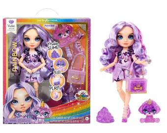 Rainbow High Violet Purple with Slime Kit & Pet 11'' Shimmer Doll Toy New W Box
