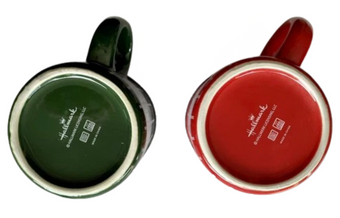 Hallmark Holiday Christmas Red and Green Play Ceramic Coffee Mug Set New