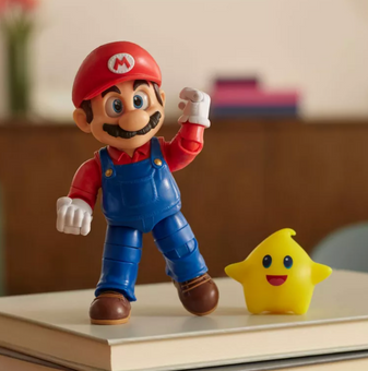 The Super Mario Galaxy Movie 5” Mario Figure with Luna Star Accessory New