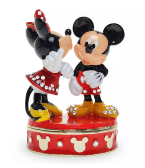 Disney Parks Mickey Mouse and Minnie Mouse Trinket Box by Arribas New with Box
