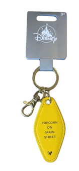 Disney Parks WDW Logo Mania Popcorn on Main Street Yellow Keychain New With Tag