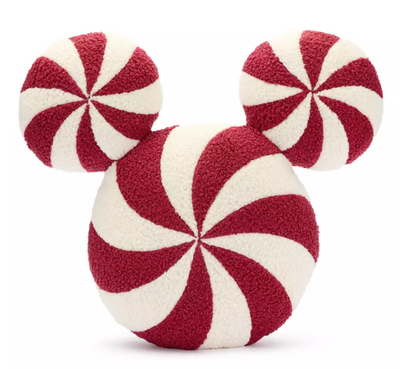 Disney Parks Mickey Mouse Icon Peppermint Swirl Throw Pillow Holiday New W Tag