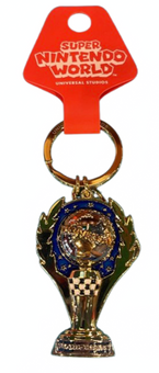 Universal Studios Super Nintendo World Mario Kart Cup Trophy Keychain New W Card
