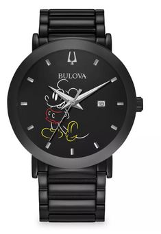 Disney Parks Mickey Mouse Silhouette Stainless Steel Quartz Watch by Bulova New