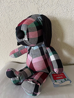 Vera Bradley Peanuts Collection Snoopy Plaid Fabric Pattern Stuffed Plush New
