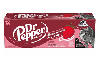 Dr Pepper Strawberries & Cream Soda Spinosaurus Jurassic 12 pk 12 fl oz Cans
