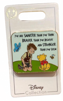 Disney Parks Winnie the Pooh Christoper Robin Smarter Braver Stronger Pin New