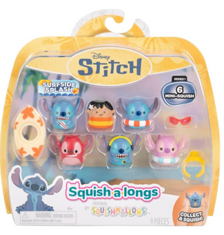 Disney Parks Squish-a-longs Stitch Surfside Splash Party Pack Figures Toy New