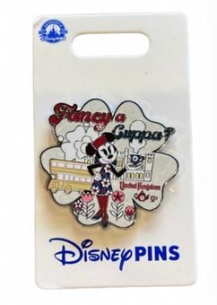 Disney Parks Epcot UK Union Jack Minnie Mouse Fancy a Cuppa Pin New with Card
