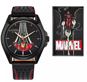 Disney Parks Iron Man Watch for Adults with Pin Set by Citizen New With Tag
