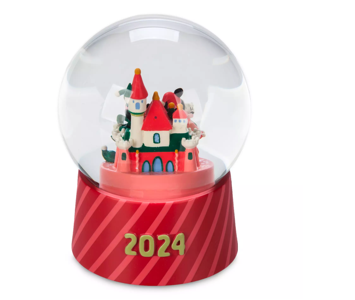 Disney Parks Mickey and Minnie Fantasyland Castle Holiday Snowglobe 2024 New