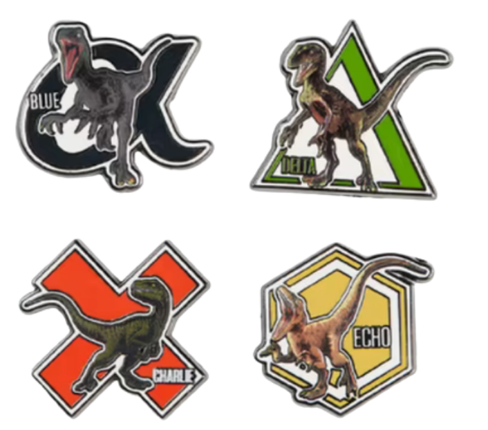 Universal Studios Jurassic World Raptor Miniature Pin Set New With Card