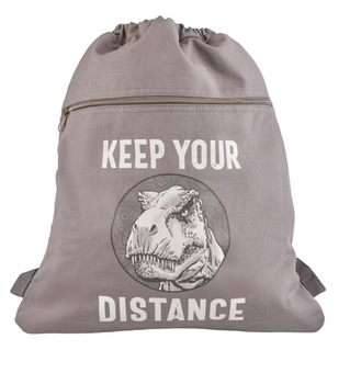 Universal Studios Jurassic World Keep Your Distance Drawstring Backpack New Tag