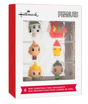 Hallmark Mini Peanuts Shatterproof Set of 6 Christmas Ornament New With Box