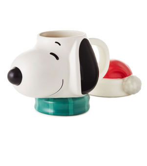 Hallmark Peanuts Santa Snoopy Musical Sculpted Mug 23 oz New