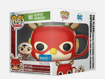 Funko Pop DC Super Heroes Flash Reindeer Mug Santa Superman Pin New New With Tag